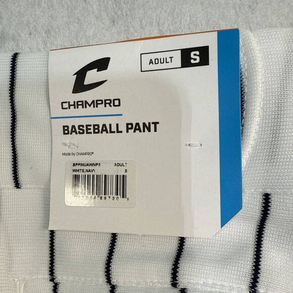 Champro Baseball Pant Open Bottom Triple Crown Series Adult S White Navy NWT - Picture 4 of 7